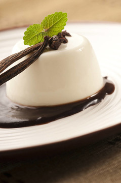 Panna Cotta用巧克力和香草豆