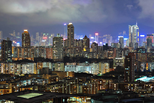 香港市中心的夜晚