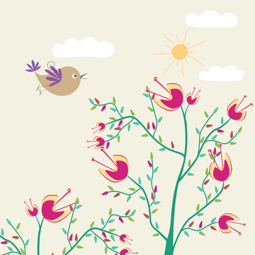 可愛(ài)的花和鳥(niǎo)