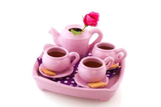 粉紅色的茶具