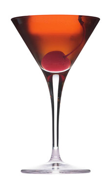 Rob Roy雞尾酒孤立在白色背景在martini glass