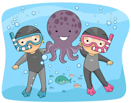 孩子玩章魚