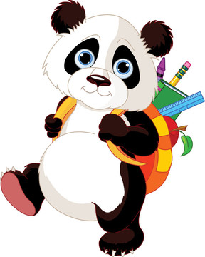 可愛的熊貓去上學(xué)
