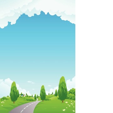 綠化景觀與樹木和道路