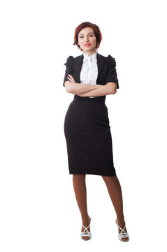 漂亮的女商人雙臂交
