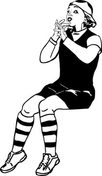 男孩在綁腿