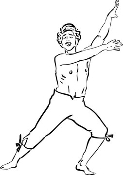 男孩；他的手背后和書