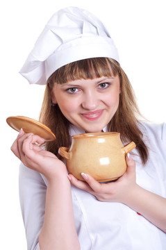 有吸引力的女人做飯