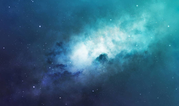 藍色和綠色星云