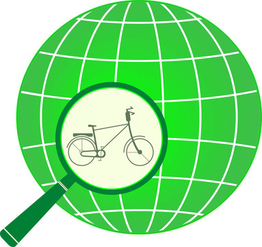 隨著自行車(chē)在放大鏡圖標(biāo)在P
