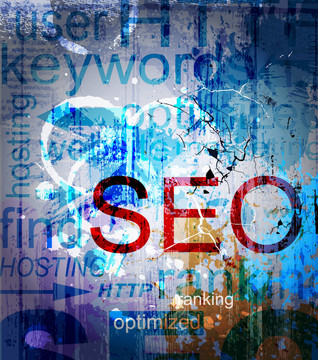 SEO。字垃圾拼貼的背景
