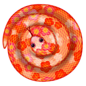 蛇形新年蛇插畫