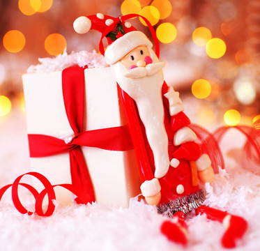 假日圣誕背景與可愛的Santa裝飾