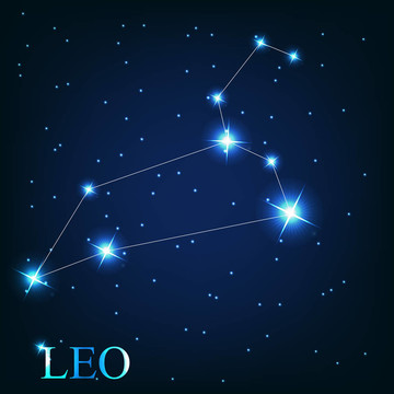 星空背景下美麗星星的獅子星座