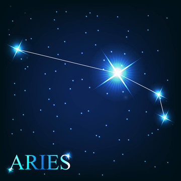 星空背景下美麗的亮星白羊座星座的