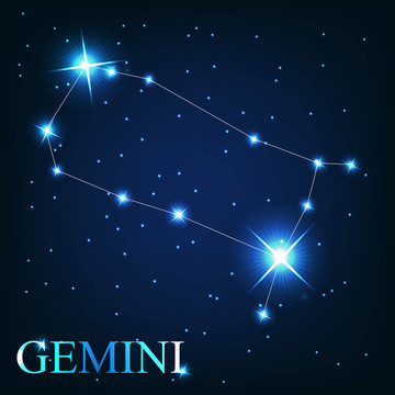 星空背景下美麗星星的雙子座星座