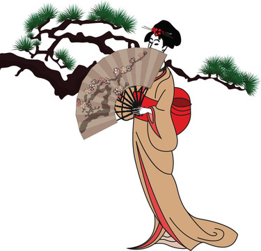 背景與日本女孩