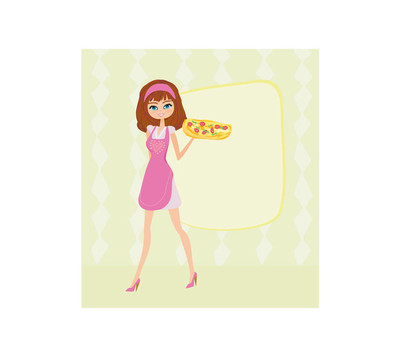 女服務(wù)員喜歡比薩餅
