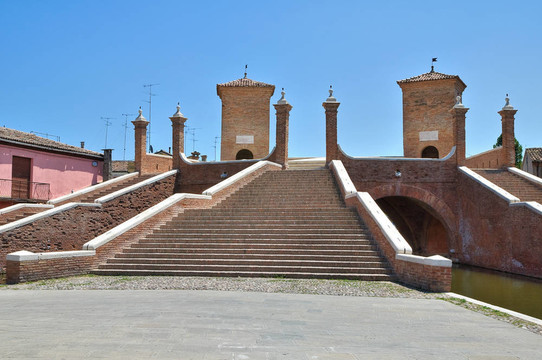 trepponti橋。Comacchio。Emilia Romagna。意大利.