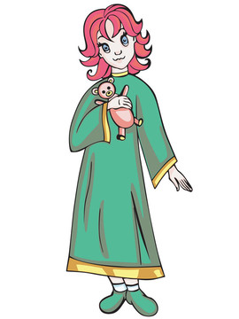 帶玩具熊玩具的女孩