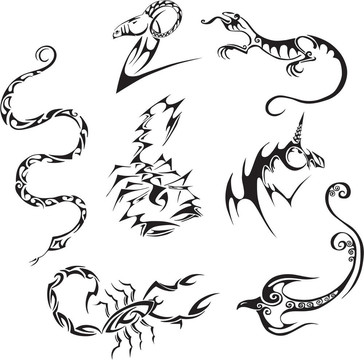 程式化的動(dòng)物。向量集