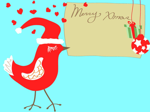 圣誕節(jié)鳥類攜帶的圣誕卡