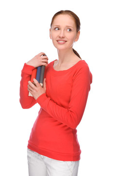 帶書的年輕女人