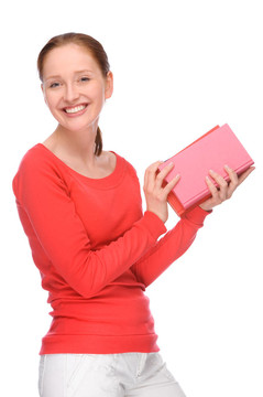 帶書的年輕女人