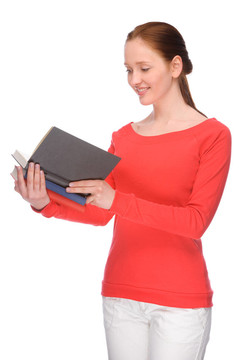 帶書的年輕女人