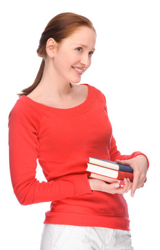 帶書的年輕女人