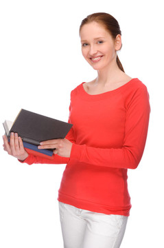 帶書的年輕女人