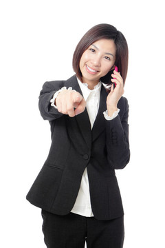 商務(wù)女性快樂(lè)講手機(jī)