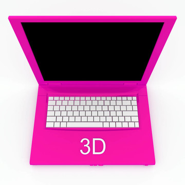 帶字3D的筆記本電腦