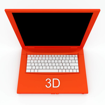 帶字3D的筆記本電腦