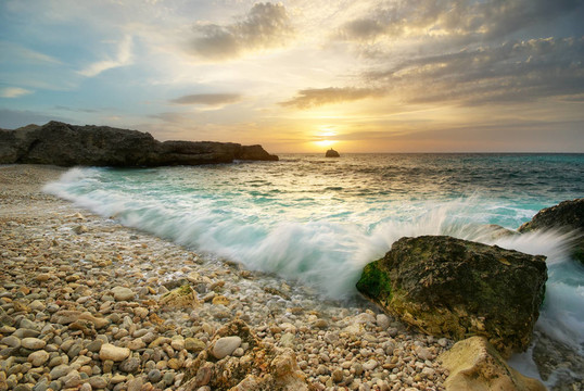 美麗的海景。