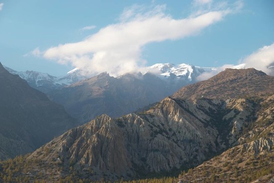 晚上在山上。尼泊爾