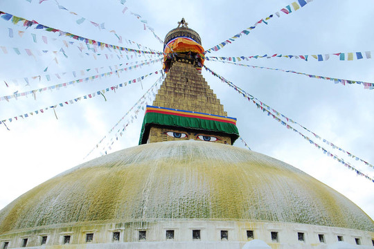 Boudhanath Stupa和加德滿都的經(jīng)幡；尼泊爾