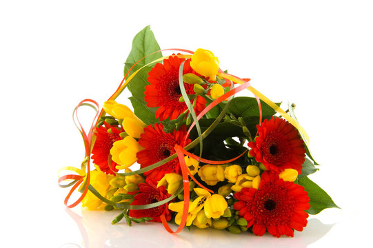 橙色和黃色的花花束
