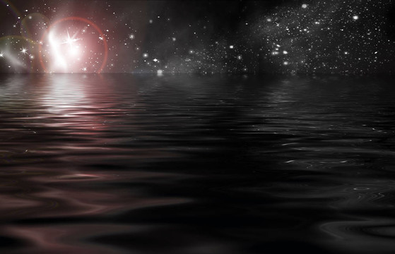 行星在水里反射的空間