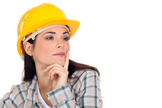 沉思的女建筑師