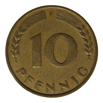 10德國Pfenning硬幣分離