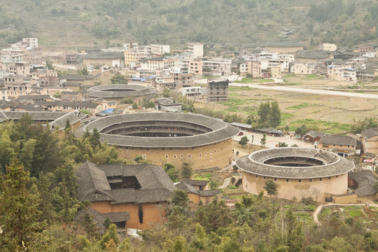 福建土樓從頂部看；中國