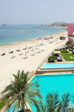 酒店的豪華休閑區(qū)；Fujeirah；UAE