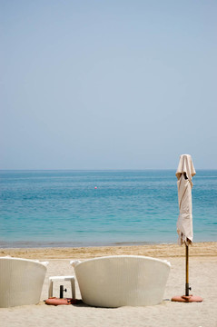 豪華酒店的海灘；Fujeirah；UAE