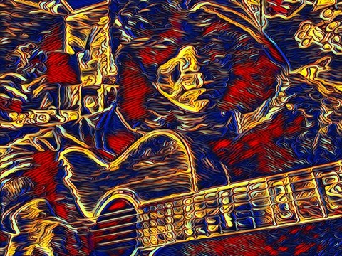 抽象油画人物 弹吉他的人