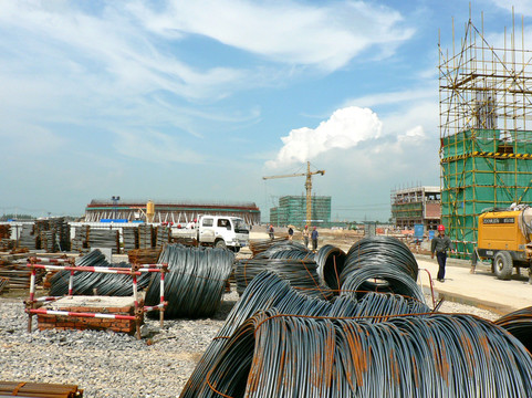 電廠建設(shè)工程工地 鋼材 廠房