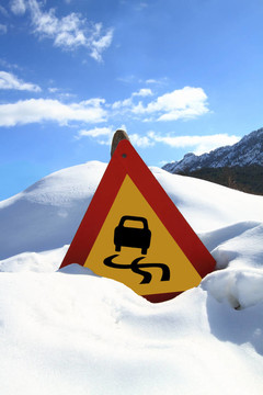 濕滑的道路標志