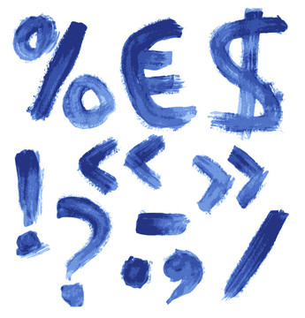 手寫藍(lán)色水彩字母