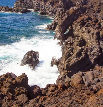 在蘭薩羅特島的洛杉磯hervideros del Agua觀；加那利群島；SP