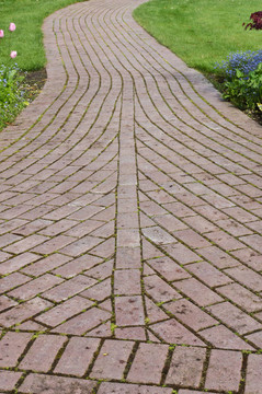 蜿蜒曲折的花園路徑